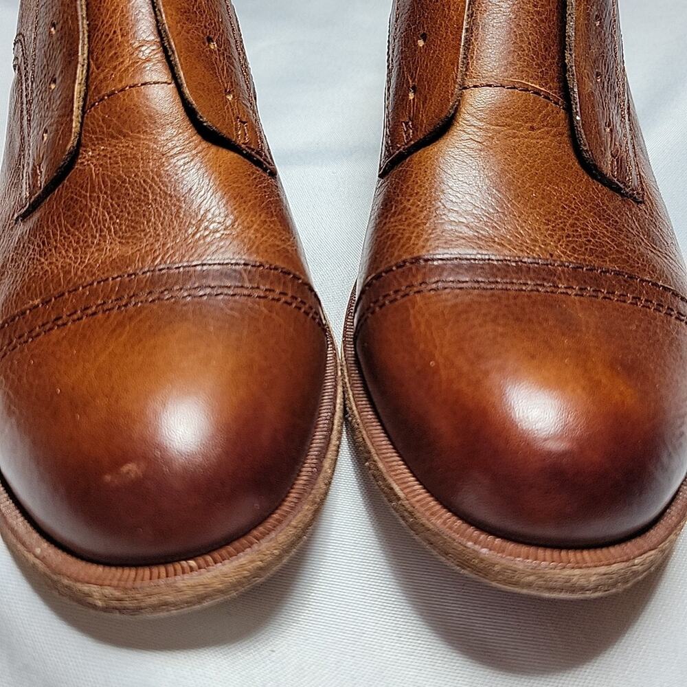 Kork-Ease Rori Oxford Shoe Women Tan Rum Leather Cap Laceless Up Slip On Flat - Picture 11 of 11